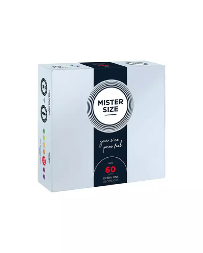Image des préservatifs Pure Feel 60 mm Mister Size, pack de 36-1