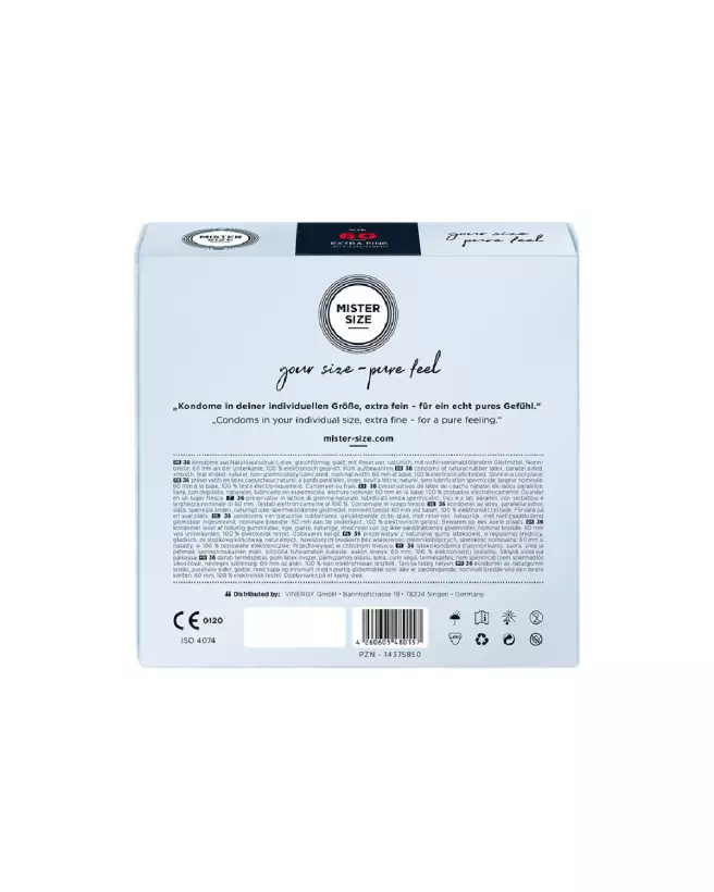 Image des préservatifs Pure Feel 60 mm Mister Size, pack de 36-3