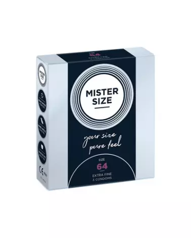 Image de préservatifs Mister Size Pure Feel 64 mm pour un confort et une sécurité optimale-1