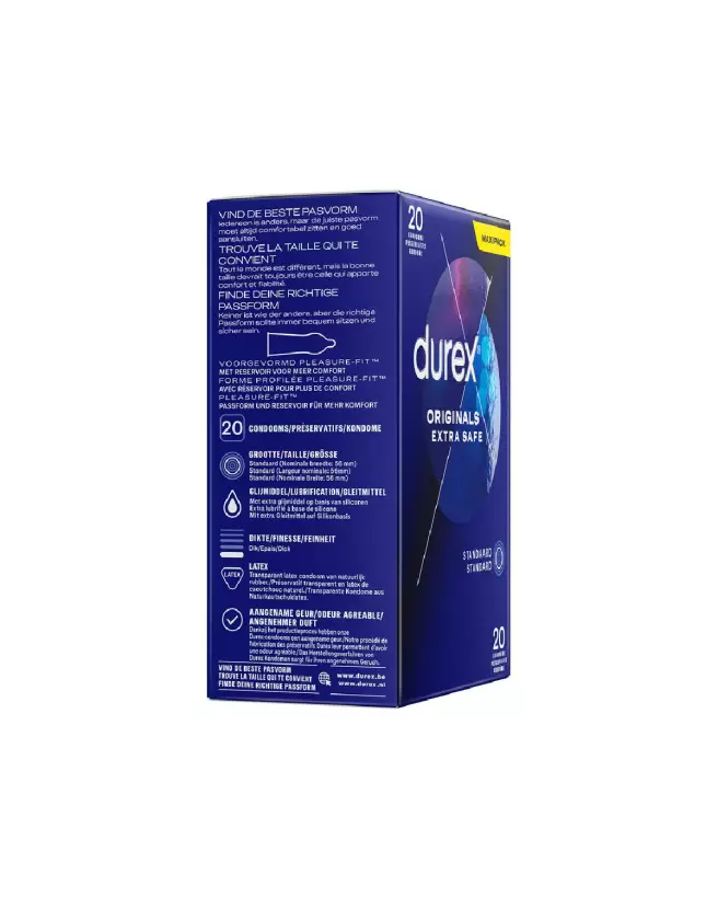 Image des préservatifs Durex Originals Extra Safe, pack de 20 pour une protection renforcée-3