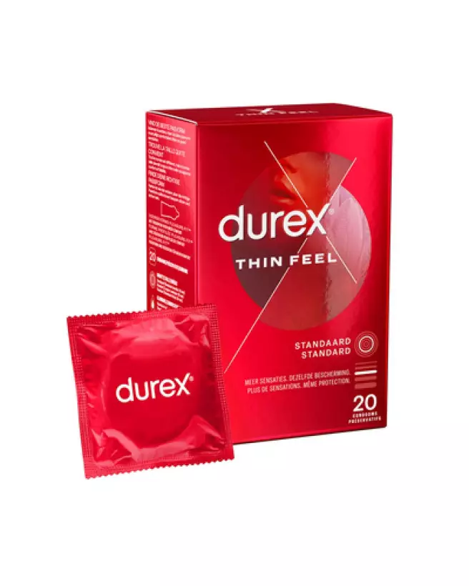 Photo de préservatifs Durex Thin Feel, pack de 20, pour sensations naturelles et protection optimale-1