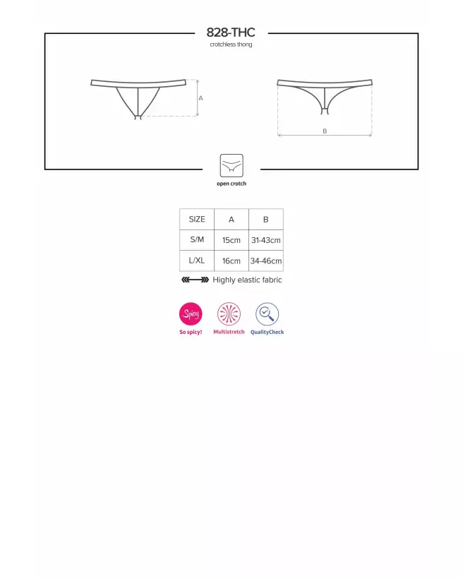 String ouvert noir Obsessive 828-THC-1, lingerie sexy et élégante-11