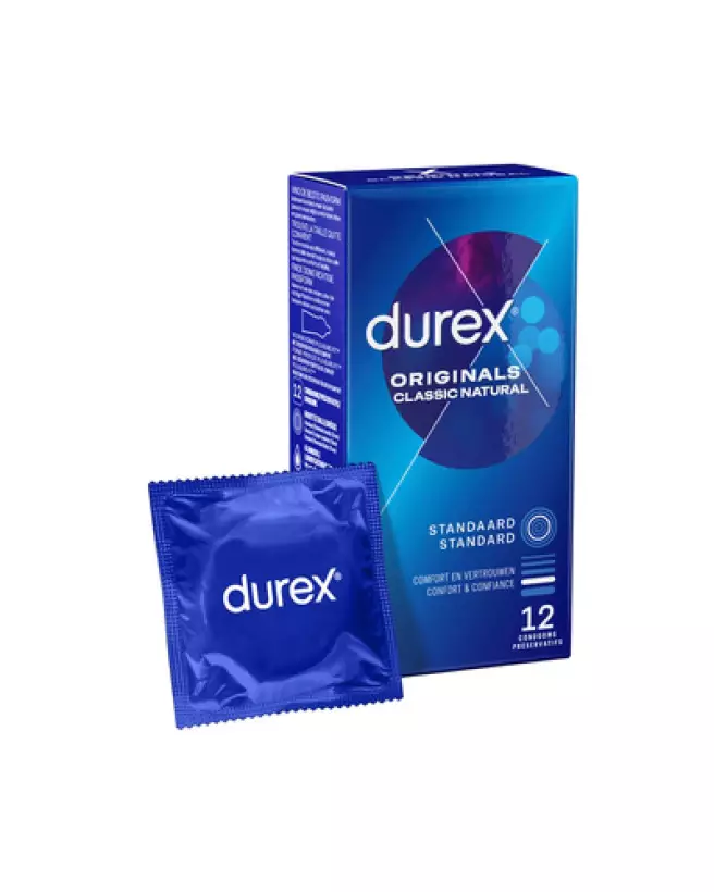 Pack de 12 préservatifs Durex Originals Classic Natural pour sécurité et confort-1