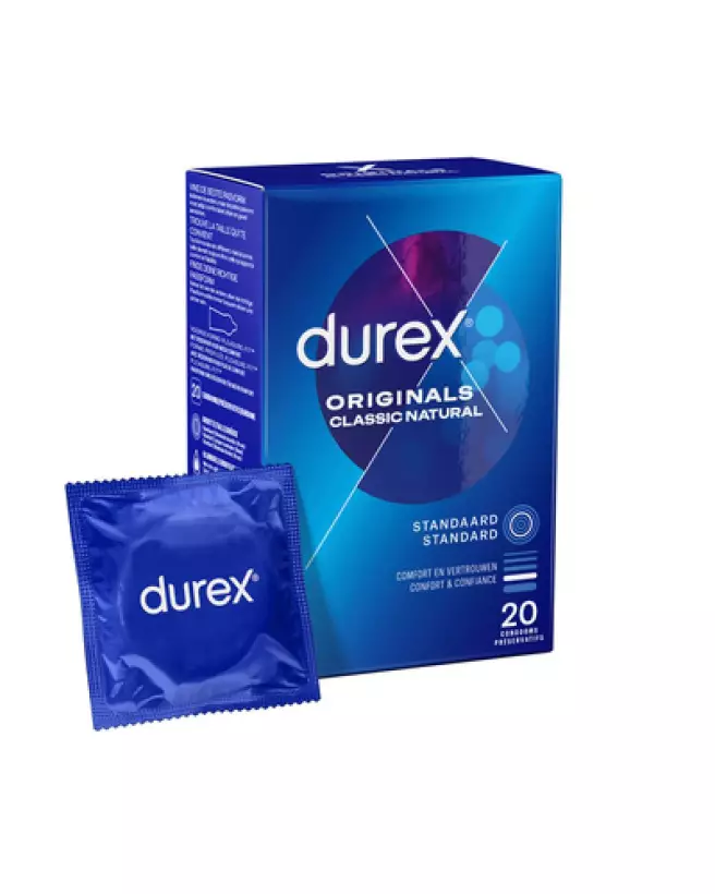 Image de préservatifs Durex Originals Classic Natural, pack de 20, protection et confort-1