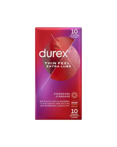 Photo de préservatifs Durex Thin Feel Extra Lube, 10 pièces, sensation naturelle et confort optimal-2