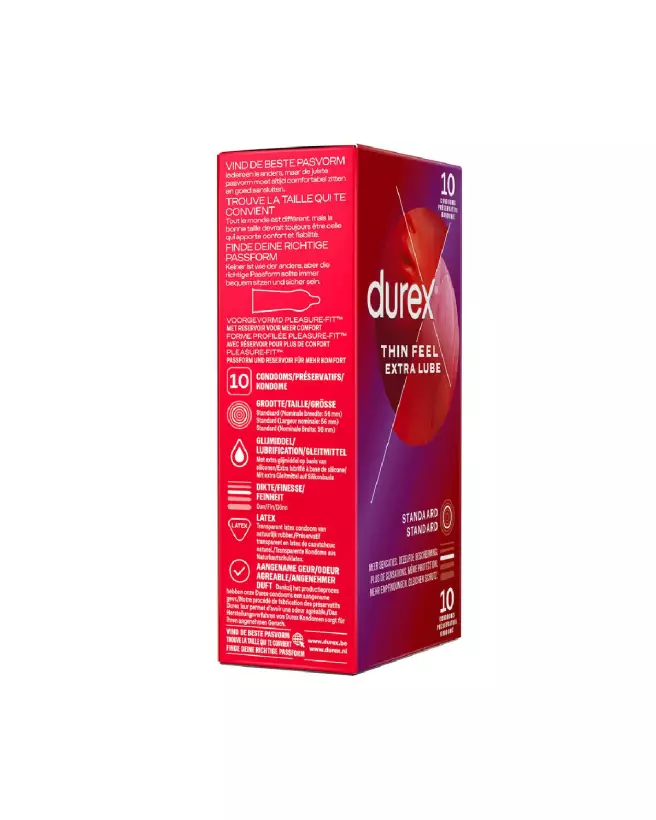 Photo de préservatifs Durex Thin Feel Extra Lube, 10 pièces, sensation naturelle et confort optimal-3