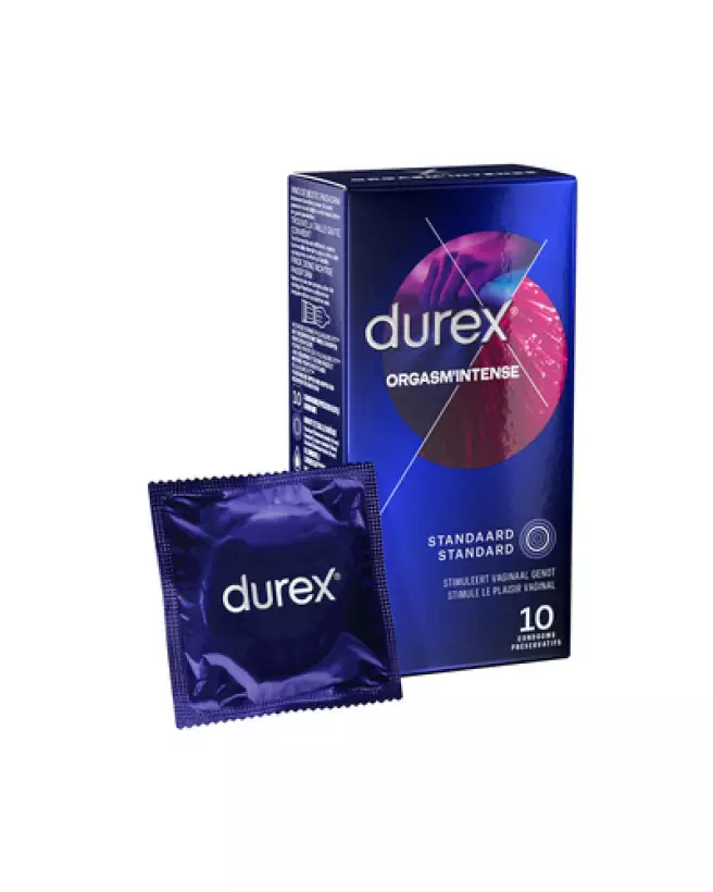 Image des préservatifs Durex Orgasm Intense avec texture et gel stimulant pour sensations accrues-1