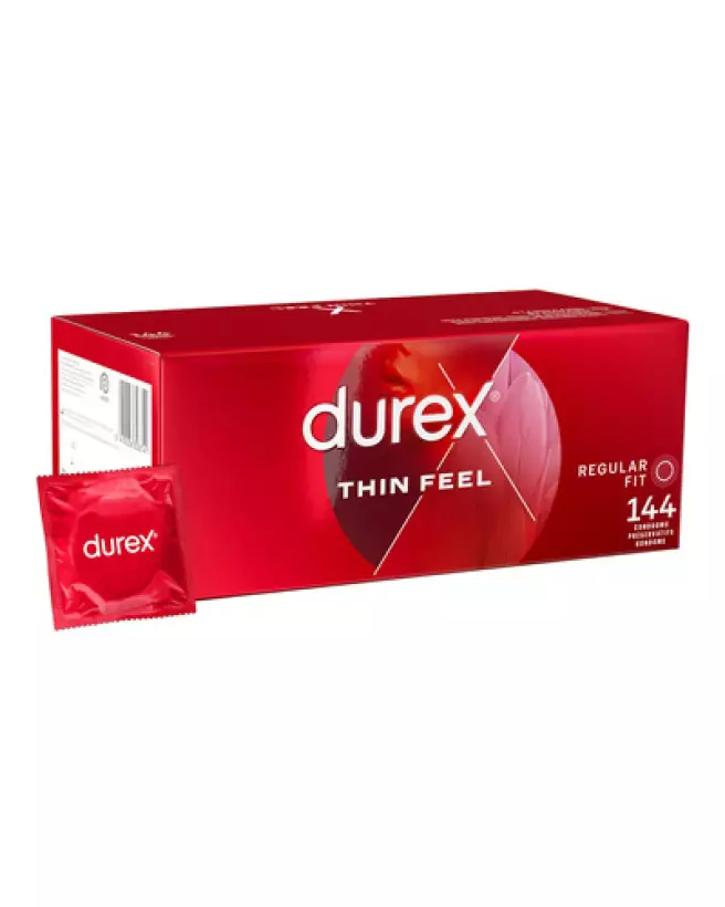 Image des préservatifs Durex Thin Feel, boîte de 144, ultra-fins pour une sensation naturelle-1