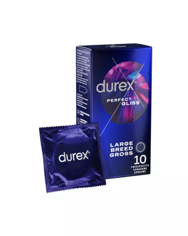 Image du pack Perfect Gliss Durex 10 préservatifs lubrifiés pour une expérience confortable et sécurisée-1