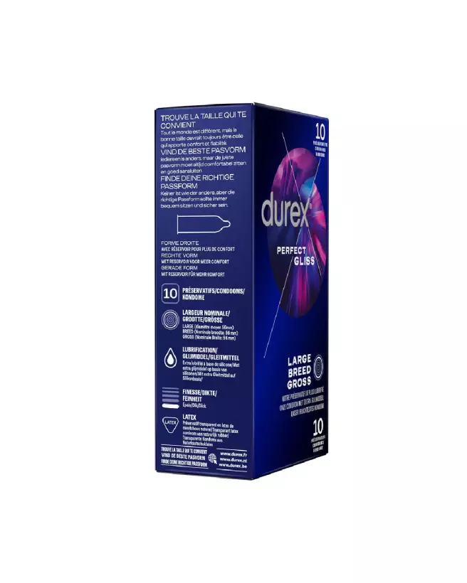 Image du pack Perfect Gliss Durex 10 préservatifs lubrifiés pour une expérience confortable et sécurisée-3
