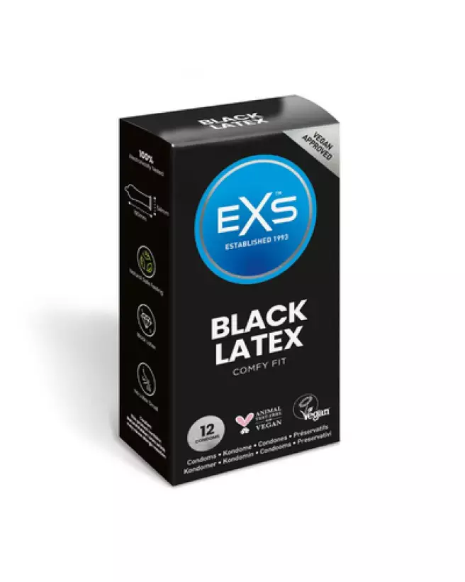 Image des préservatifs EXS Black Latex, pack de 12, haute protection et confort-1