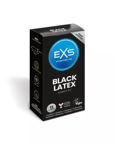 Image des préservatifs EXS Black Latex, pack de 12, haute protection et confort-1