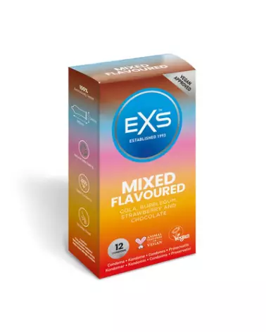 Image des préservatifs EXS Mixed Flavored 12 pièces aux saveurs variées-1