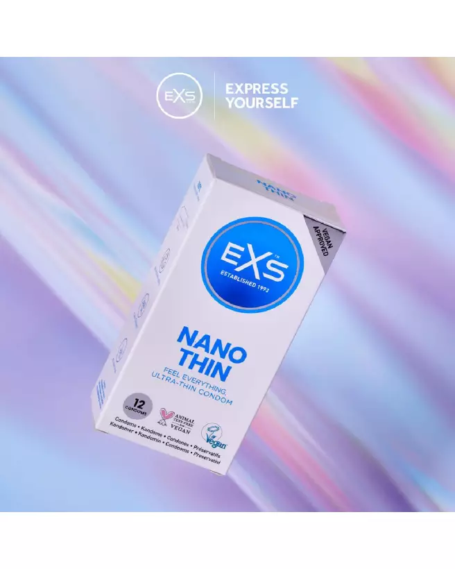 EXS Nano Thin Condoms pack de 12 ultra-minces en latex de qualité premium-3