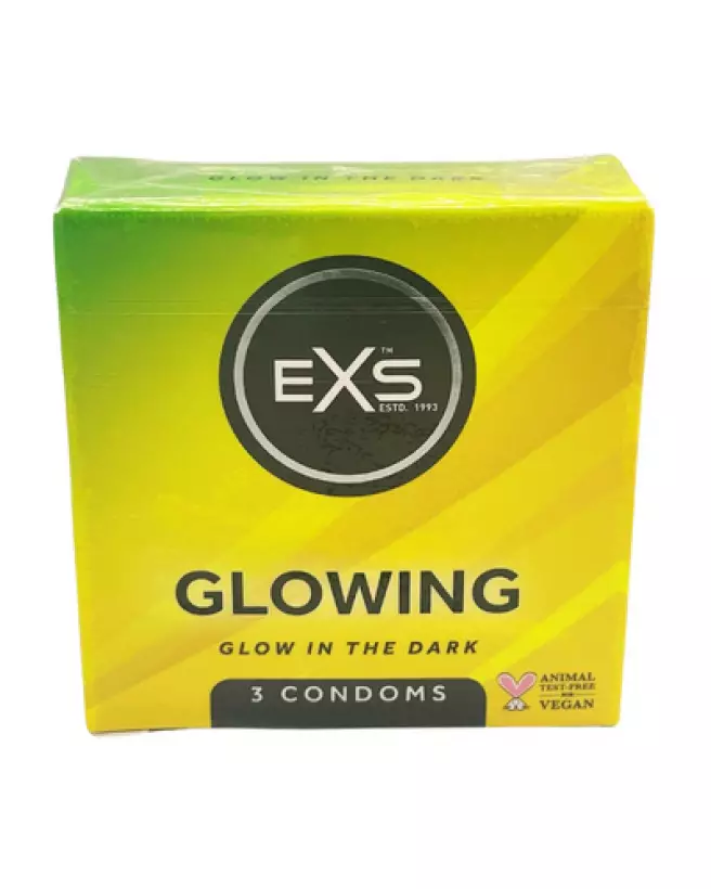 Image des préservatifs lumineux EXS Glow en pack de 3-1
