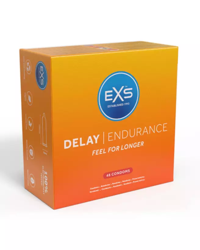 Pack de 48 préservatifs EXS Delay pour endurance et plaisir prolongé-1