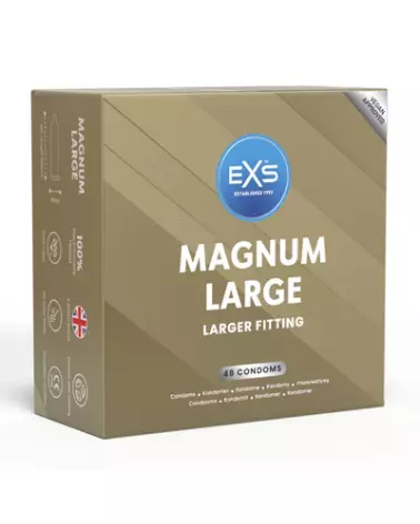 Photo du pack de 48 préservatifs Magnum Large EXS, confort et sécurité optimisés-1