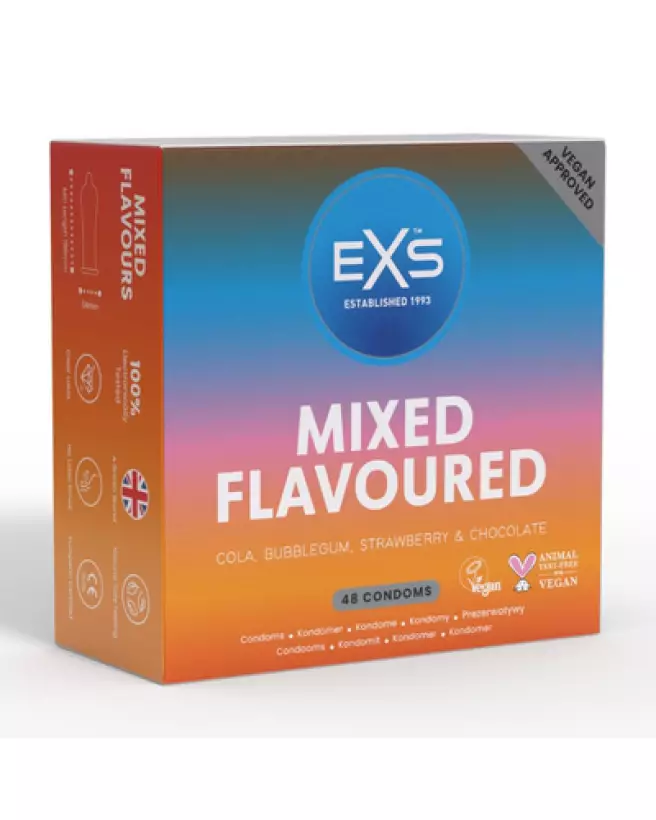 Pack de 48 préservatifs EXS aux saveurs variées pour sécurité et plaisir diversifié-1