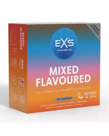 Pack de 48 préservatifs EXS aux saveurs variées pour sécurité et plaisir diversifié-1