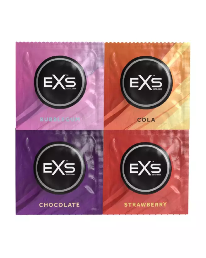 Pack de 48 préservatifs EXS aux saveurs variées pour sécurité et plaisir diversifié-2
