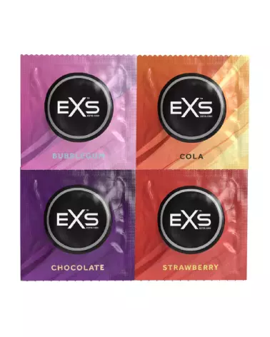 Pack de 48 préservatifs EXS aux saveurs variées pour sécurité et plaisir diversifié-2