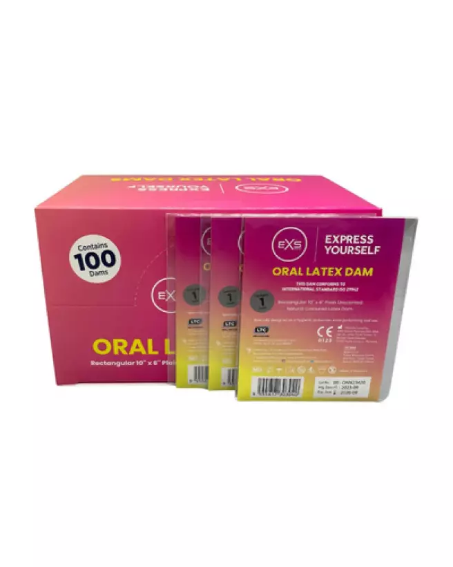 Pack de 100 Dams Oraux EXS en Latex pour Hygiène et Santé Dentaire-1