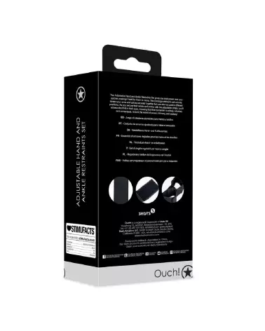 Ensemble d'entraves réglables pour mains et chevilles Ouch! by Shots - Barre d'écartement pour jeu de bondage-3