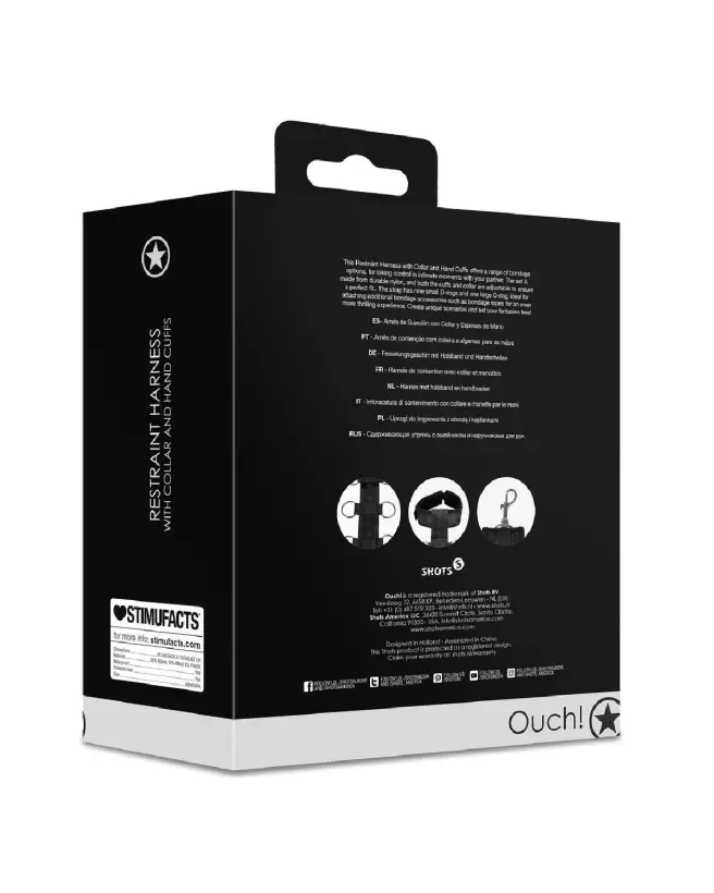 Harnais de contention Ouch! by Shots avec collier et menottes ajustables-3