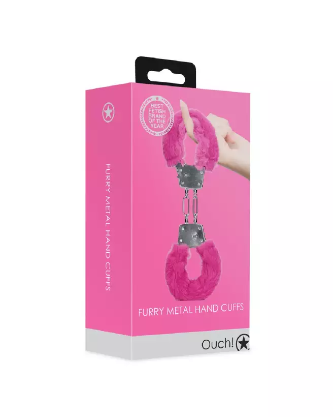 Menottes en métal duveteux Ouch! by Shots pour jeu de bondage doux et sécurisé-2