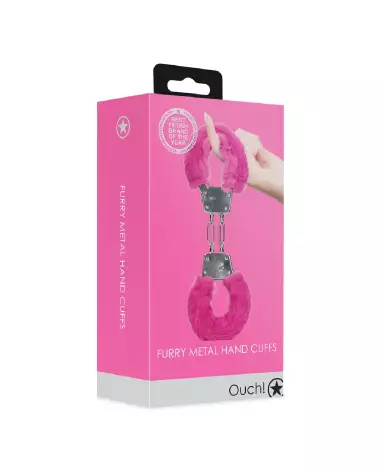 Menottes en métal duveteux Ouch! by Shots pour jeu de bondage doux et sécurisé-2