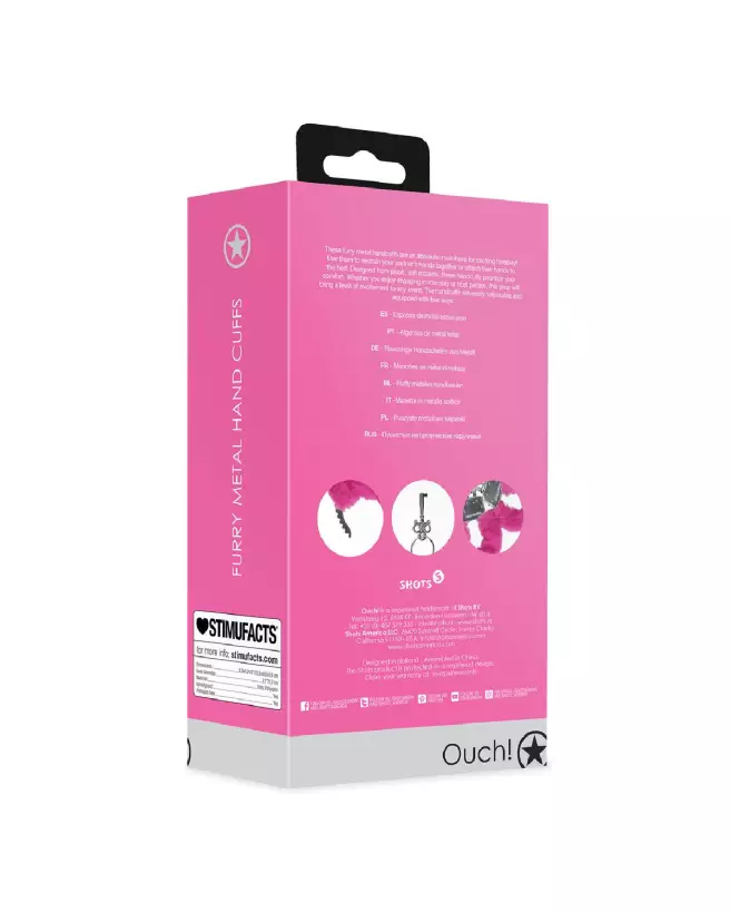 Menottes en métal duveteux Ouch! by Shots pour jeu de bondage doux et sécurisé-3