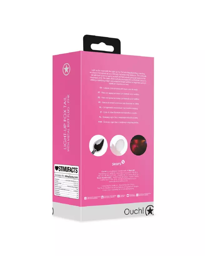 Image de Queue de Renard Lumineuse avec Bouchon en Métal par Ouch! by Shots, Accessoire Érotique de Luxe-3