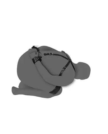 Body Harness with Thigh and Hand Cuffs Black par Ouch! Shots - Accessoire BDSM-4