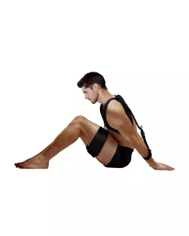 Body Harness with Thigh and Hand Cuffs Black par Ouch! Shots - Accessoire BDSM-6