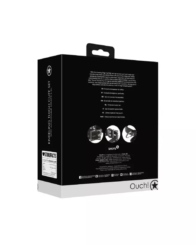 Kneeling Thigh Cuff Set noir par Ouch! by Shots pour jeux de domination-3