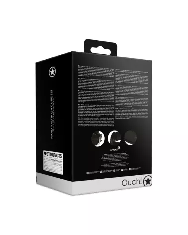 Set de menottes Ouch! by Shots pour mains et cuisses en noir-3