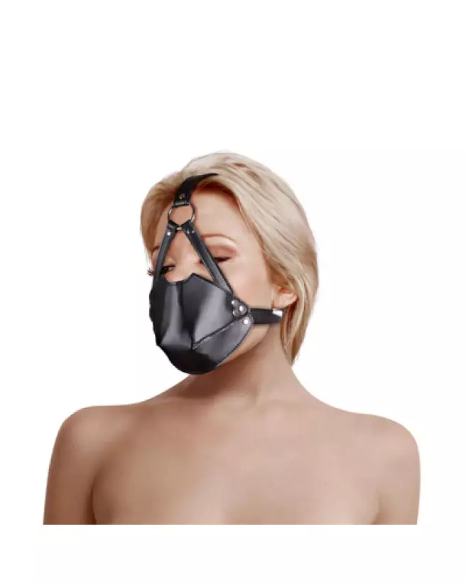 Head Harness with Solid Ball Gag by Ouch! in Black - Perfect for BDSM Silence Play-1