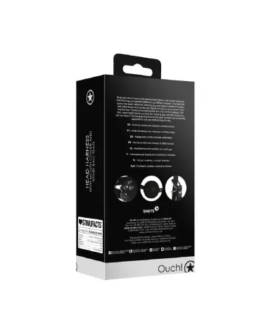 Head Harness with Solid Ball Gag by Ouch! in Black - Perfect for BDSM Silence Play-3