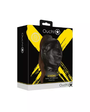 Masque noir avec queue de cheval marron Ouch! by Shots-2