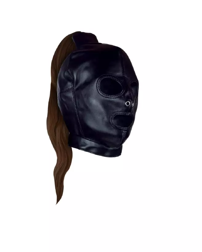 Masque noir avec queue de cheval marron Ouch! by Shots-4