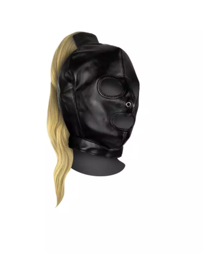 Masque noir Ouch! avec queue de cheval blonde pour soirées costumées et événements thématiques-1