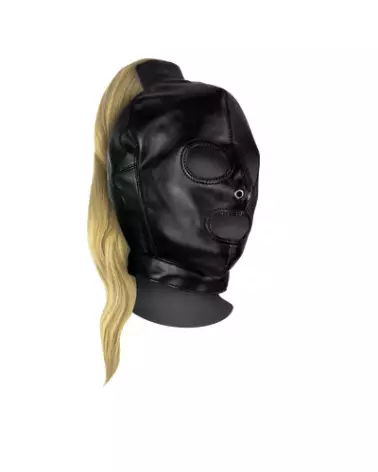 Masque noir Ouch! avec queue de cheval blonde pour soirées costumées et événements thématiques-1