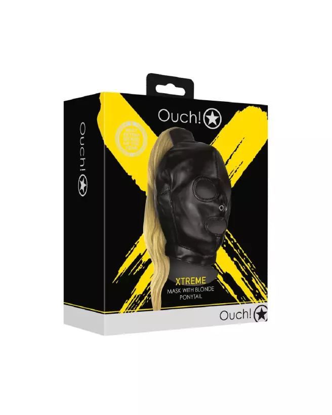 Masque noir Ouch! avec queue de cheval blonde pour soirées costumées et événements thématiques-2