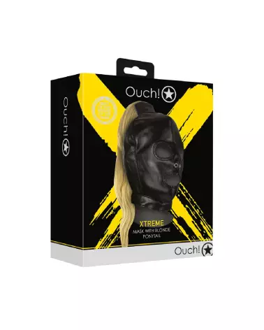 Masque noir Ouch! avec queue de cheval blonde pour soirées costumées et événements thématiques-2