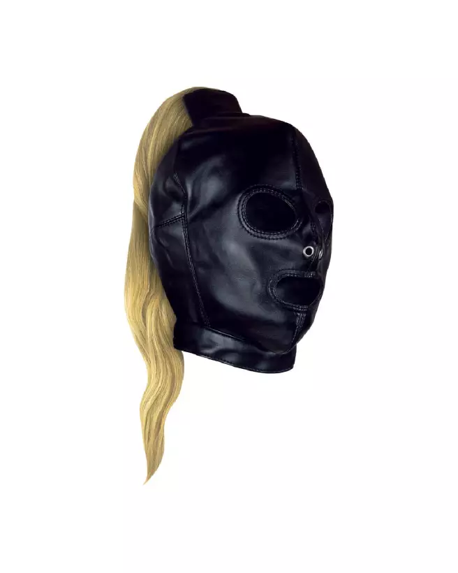 Masque noir Ouch! avec queue de cheval blonde pour soirées costumées et événements thématiques-4