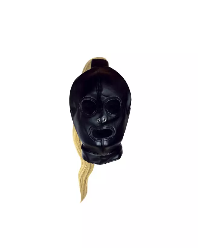 Masque noir Ouch! avec queue de cheval blonde pour soirées costumées et événements thématiques-5