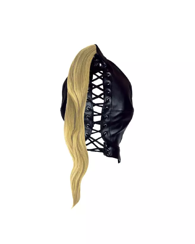 Masque noir Ouch! avec queue de cheval blonde pour soirées costumées et événements thématiques-6