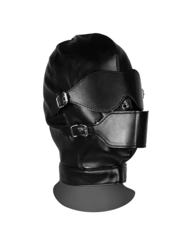 Masque et bâillon à boule respirant noir Ouch! by Shots pour jeux BDSM-1