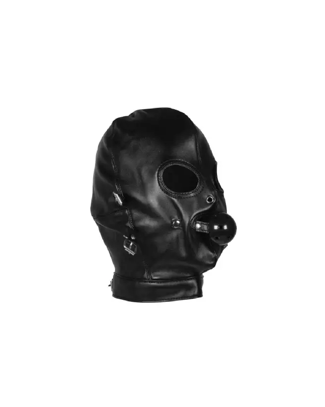 Masque et bâillon à boule respirant noir Ouch! by Shots pour jeux BDSM-4