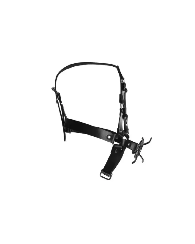 Head Harness with Spider Gag and Nose Hooks by Ouch! Shots in Black-6